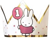 Verjaardagskroon - karton - nijntje - roze - 1 jaar - kroon - verjaardag - feest - hoera 1 jaar!