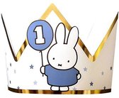 Verjaardagskroon - karton - nijntje - blauw - 1 jaar - kroon - verjaardag - feest - hoera 1 jaar!