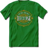 1967 The One And Only T-Shirt | Goud - Zilver | Grappig Verjaardag  En  Feest Cadeau | Dames - Heren | - Donker Groen - 3XL