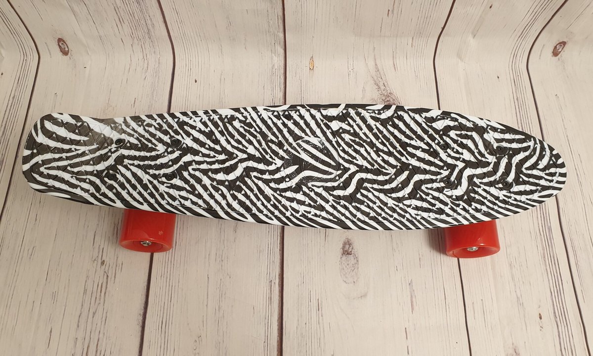 Land Surfer fish - skateboard - zebra - met rode wielen