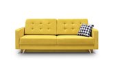 InspireMe 3-zitsbank van Velvet voor woonkamer, slaapbank, sofa met slaapfunctie en opbergruimte, moderne bank, 3-zits - 229x97x95 cm, 200x140cm - CARLA (Geel)