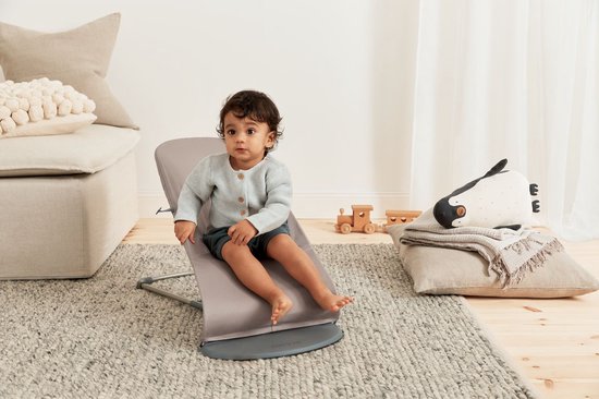 BabyBjörn Wipstoel Bliss - Cotton klassiek quilt - Zandgrijs - Ergonomisch - Verstelbaar - Inklapbaar
