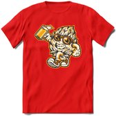 Hopman T-Shirt | Bier Kleding | Feest | Drank | Grappig Verjaardag Cadeau | - Rood - 3XL