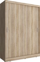 InspireMe- Zweefdeurkast Kledingkast Garderobekast met planken en kledingstang -130cm-KUBA A1 (Sonoma)