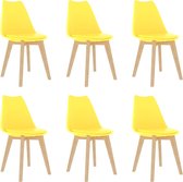 6 Moderne kunststof eetkamerstoelen stoelen met zachte lederen zitting - geel - yellow - ergonomische kuipstoelen - Palerma Design - ergonomisch - stoel - zetel - zacht - leer - wo