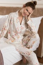 Seamlife Homewear - Dames Pyjama Set - BIO - Lang- Crème Flowers -(M)