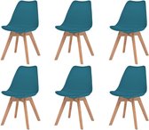 6 Moderne kunststof eetkamerstoelen stoelen met zachte lederen zitting - turkoois - turquoise - ergonomische kuipstoelen - Palerma Design - ergonomisch - stoel - zetel - zacht - le