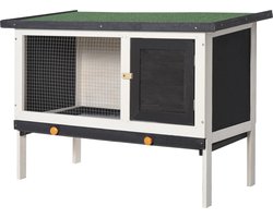 PawHut Kleintierstall mit Dach aus Teerpappe Massivholz Dunkelgrau+Weiß+Grün 90 x 45 x 65 cm