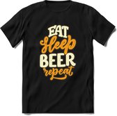 Eat Sleep Beer Repeat T-Shirt | Bier Kleding | Feest | Drank | Grappig Verjaardag Cadeau | - Zwart - S