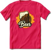 Bierpul T-Shirt | Bier Kleding | Feest | Drank | Grappig Verjaardag Cadeau | - Roze - XXL