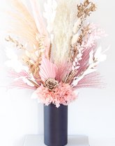 Droogbloemen incl. vaas | boeket 75cm | Pink Posh | Pampas pluim | longlife roos | cadeau vrouw | Cudoo Flowers | cudoo.nl