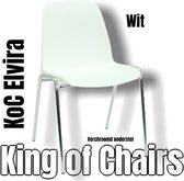 King of Chairs -set van 2- model KoC Elvira wit met verchroomd onderstel. Kantinestoel stapelstoel kuipstoel vergaderstoel tuinstoel kantine stoel stapel kantinestoelen stapelstoel