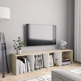 Decoways - Boekenkast/tv-meubel 143x30x36 cm wit en sonoma eikenkleurig