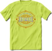1946 The One And Only T-Shirt | Goud - Zilver | Grappig Verjaardag  En  Feest Cadeau | Dames - Heren | - Groen - L