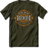 1930 The One And Only T-Shirt | Goud - Zilver | Grappig Verjaardag  En  Feest Cadeau | Dames - Heren | - Leger Groen - S