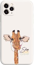 Apple Iphone 12 Mini Cream wit siliconen hoesje Girafje stay teenager forever