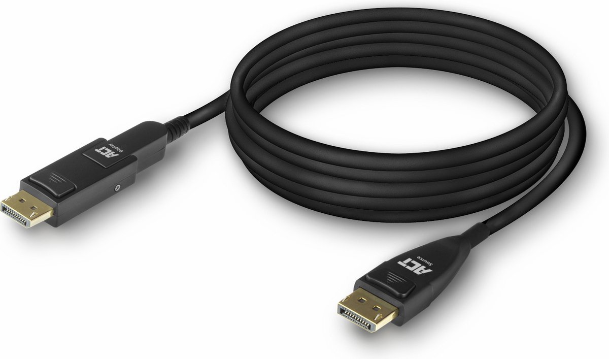 ACT AK4154 8K Hybride DisplayPort 1.4 Active Optical Cable (AOC) | Afneembare Connector | DisplayPort male/DisplayPort male | 30 meter