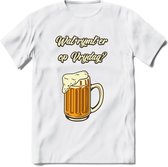 Wat Rijmt Er Op Vrijdag? T-Shirt | Bier Kleding | Feest | Drank | Grappig Verjaardag Cadeau | - Wit - S