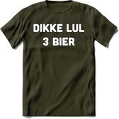 Dikke Lul 3 Bier T-Shirt | Bier Kleding | Feest | Drank | Grappig Verjaardag Cadeau | - Leger Groen - XXL