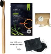 Duurzaam Gezicht Verzorgingspakket | Houtskool Masker | 100 Bamboe Wattenstaafjes | Bamboe tandenborstel