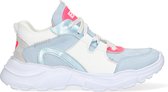 Braqeez 422292-522 Meisjes Lage Sneakers - Blauw/Wit/Roze - Leer - Veters