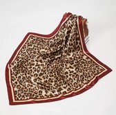Emilie Scarves Zijden sjaaltje Rood Luipaardprint - 100*100CM