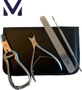 Medies - 4-delige professionele pedicure Set | pedicureset | pedicuresets - Nageltang voor harde teennagels - Kopknipper of Kopkniptang - Nagelheffer (palpator) en RVS Vijl