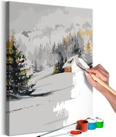 Doe-het-zelf op canvas schilderen - Winter Cottage.