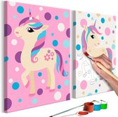 Doe-het-zelf op canvas schilderen - Unicorns (Pastel Colours).