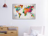 Doe-het-zelf op canvas schilderen - World Map (Compass Rose).