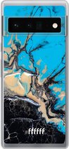 6F hoesje - geschikt voor Google Pixel 6 Pro -  Transparant TPU Case - Blue meets Dark Marble #ffffff