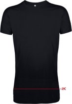 Set van 2x stuks extra lang formaat basic heren t-shirt zwart - Longfit - 100% katoen., maat: L