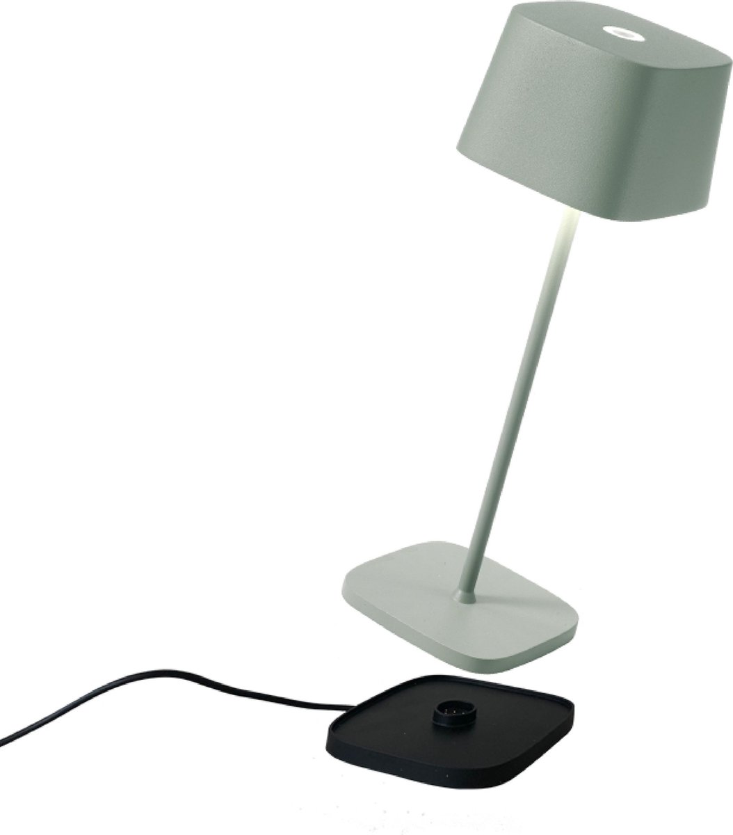 Zafferano - Ofelia MINI - Sage Groen - H30cm - Ledlamp - Bureaulamp – Tafellamp – Snoerloos – Verplaatsbaar – Duurzaam - Voor binnen en buiten – LED - Dimbaar - 3000K - IP65 Spat Waterdicht - USB oplaadbaar