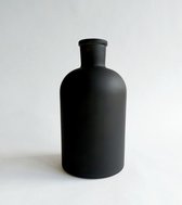 Woven Labels - Flesvaas - Vaas - Dena - Glas - Zwart mat - 14x27cm