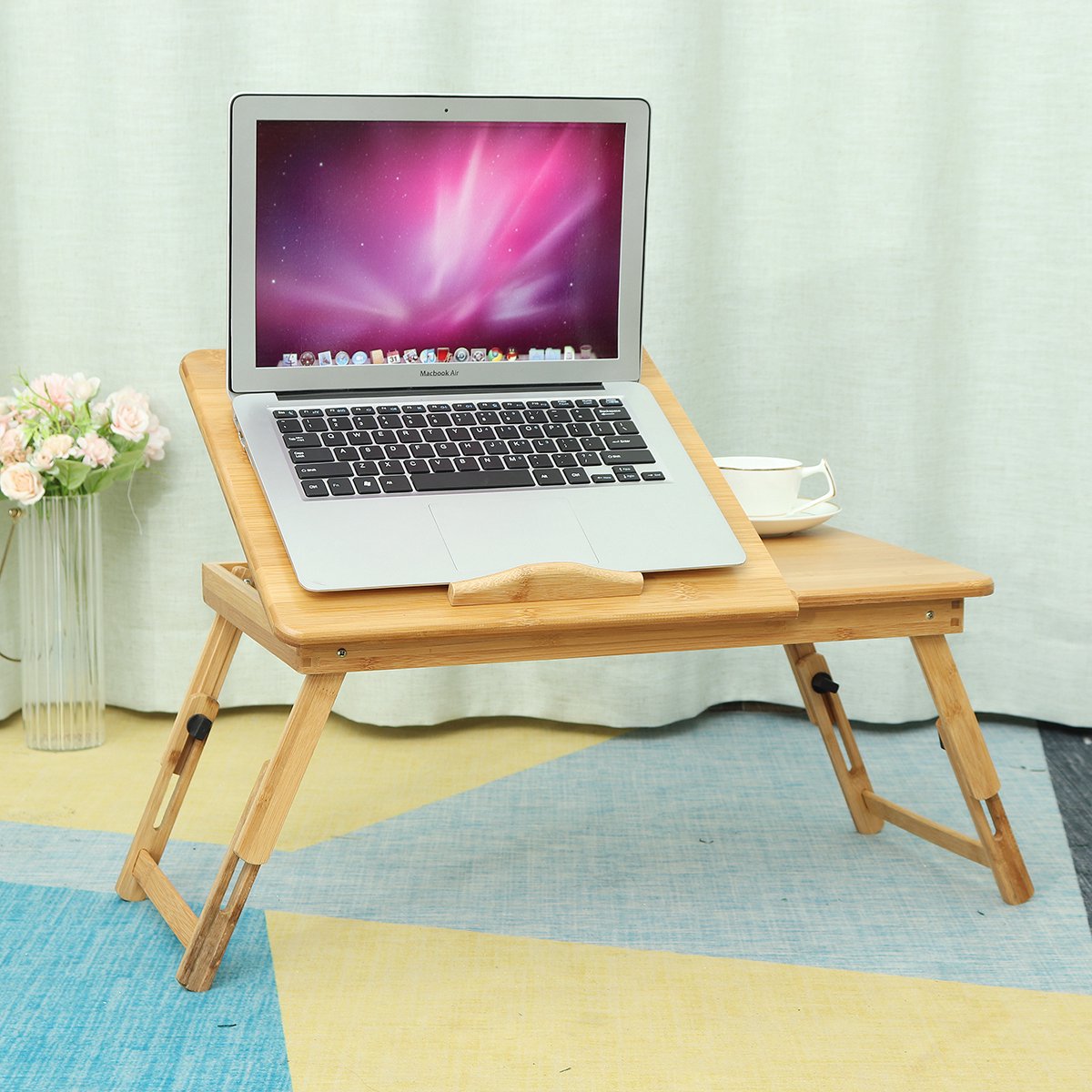 Table de lit - avec trous de ventilation - en bambou - Table pour  ordinateur portable