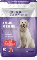 K9 Laboratories - Kalmte & Balans - supplement - voor honden - tegen angst - stress - agressie - L-tryptofaan - valeriaan - hennepzaadolie - 60 stuks - voor een rustige hond