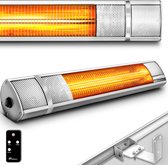 Tresko- Terrasverwarmer Zilver, warmtestraler, 2000W, infrarood, inclusief wandbevestiging