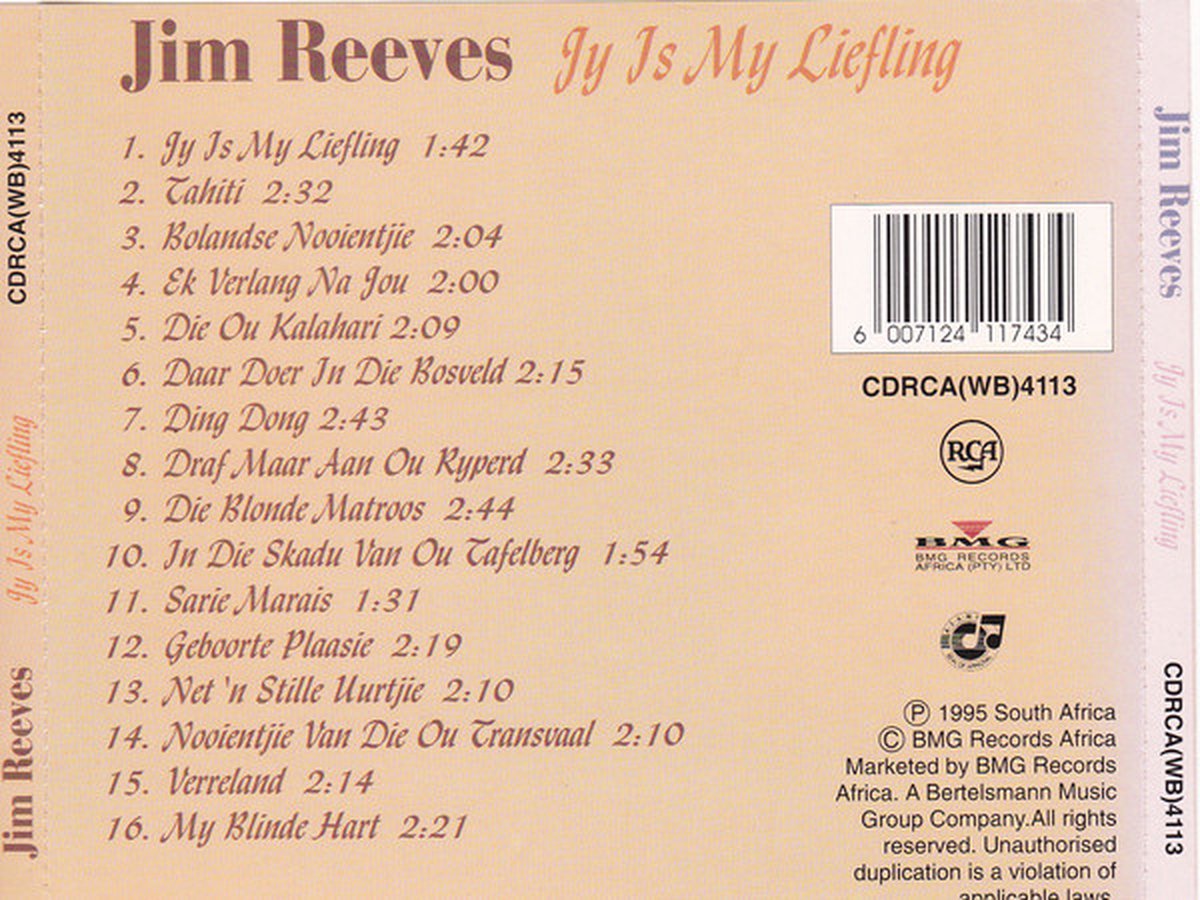 Jim Reeves – Jy Is My Liefling - (Cd Album), Jim Reeves | CD (album ...