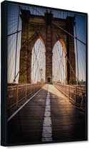 Akoestische panelen - Geluidsisolatie - Akoestische wandpanelen - Akoestisch schilderij AcousticPro® - paneel met Brooklyn bridge - Design 84 - Premium - 100x70 - zwart- Wanddecora