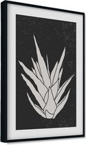 Akoestische panelen - Geluidsisolatie - Akoestische wandpanelen - Akoestisch schilderij AcousticPro® - paneel met abstracte zwarte bloemen - Design 53 - Premium - 60X90 - zwart- Wa