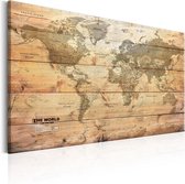 Schilderij - World Map: Boards.