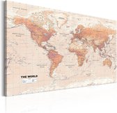 Schilderij - World Map: Orange World.