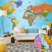 Fotobehang XXL - World Map: Colourful Geography II.