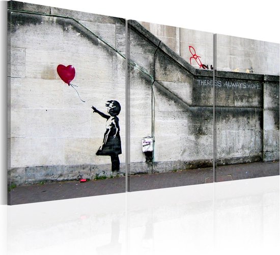Schilderij - Er is altijd hoop (Banksy) - drieluik.