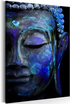 Schilderij - Blue Buddha.
