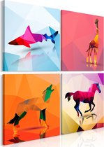 Schilderij - Geometric Animals (4 Parts).