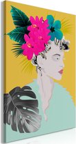 Schilderij - Flowers In The Hair (1 Part) Vertical.