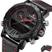 Naviforce® Horloges voor Mannen Digitale Herenhorloge Jongens Heren – Digitaal & Analoog Horloge Watch – Zwart Rood