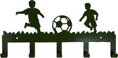 Land of Kids - Kinderkapstok Voetballende kinderen- met 5-haakjes - kapstok kinderen - voetbal - groen