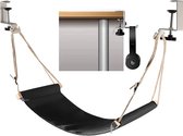 NaSK - Voethangmat, verstelbaar, praktische voethangmat, bureau voetensteun met hoofdtelefoonhaak, 50kg belastbaar voor ontspanning op kantoor, headsethouder